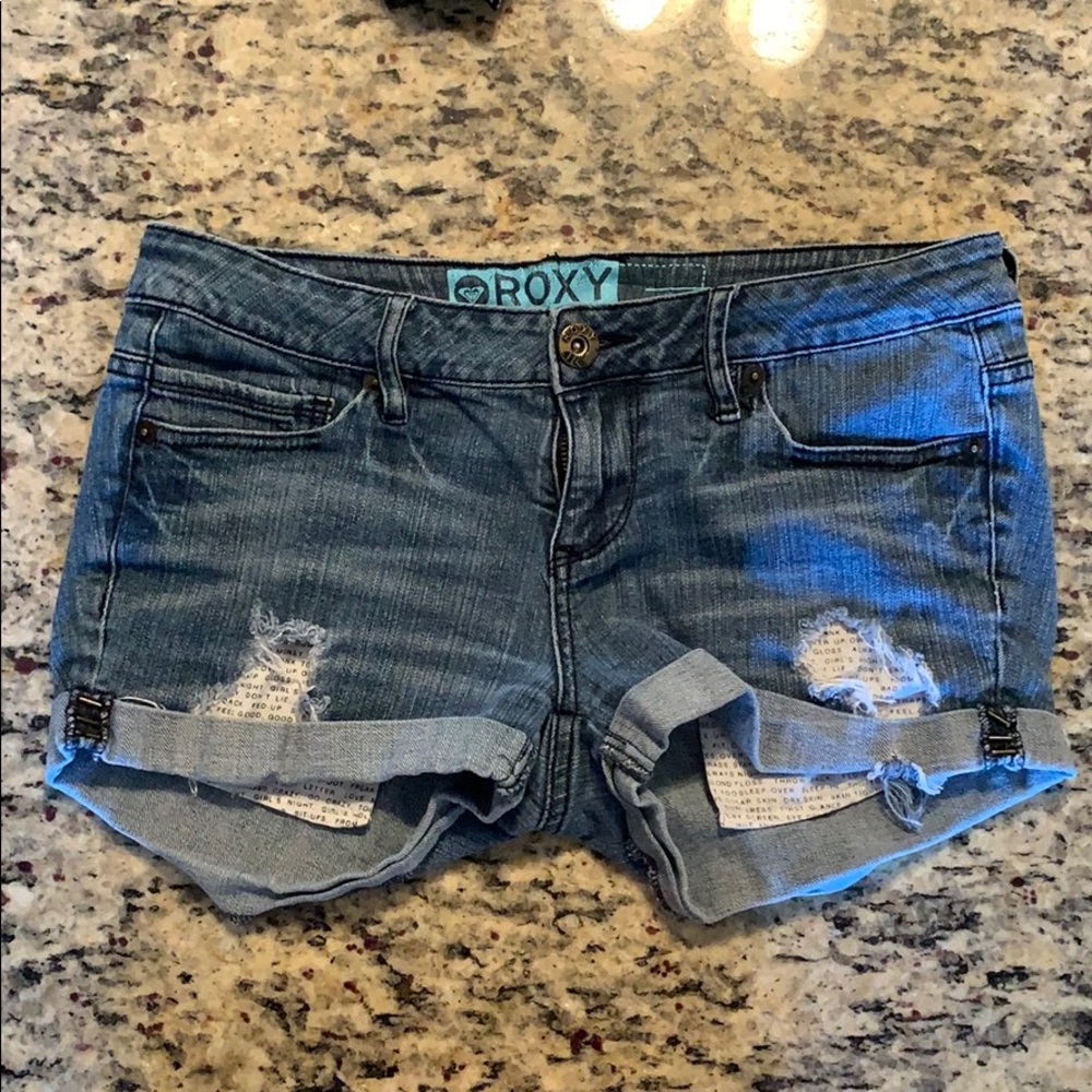 Roxy ripped jean shorts!